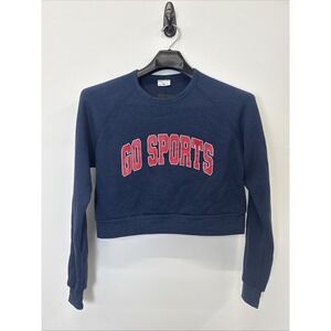 Where I'm From Woman Meduim Crop Sweatshirt Go Sports Boston 00 Blue and Red